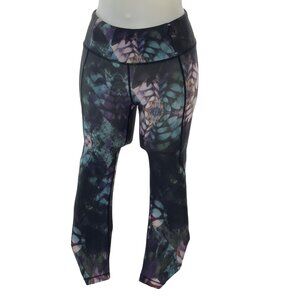 CALIA by Carrie Underwood Ruched Floral Capri Leggings Zip Pocket Size M